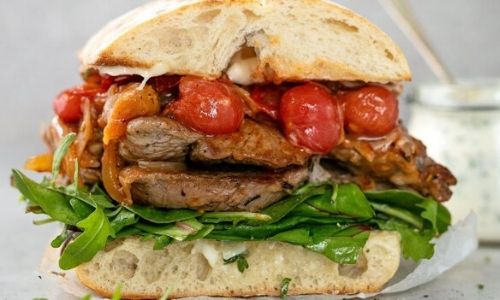 Lamb Steak Sandwiches With Roasted Garlic Mayo